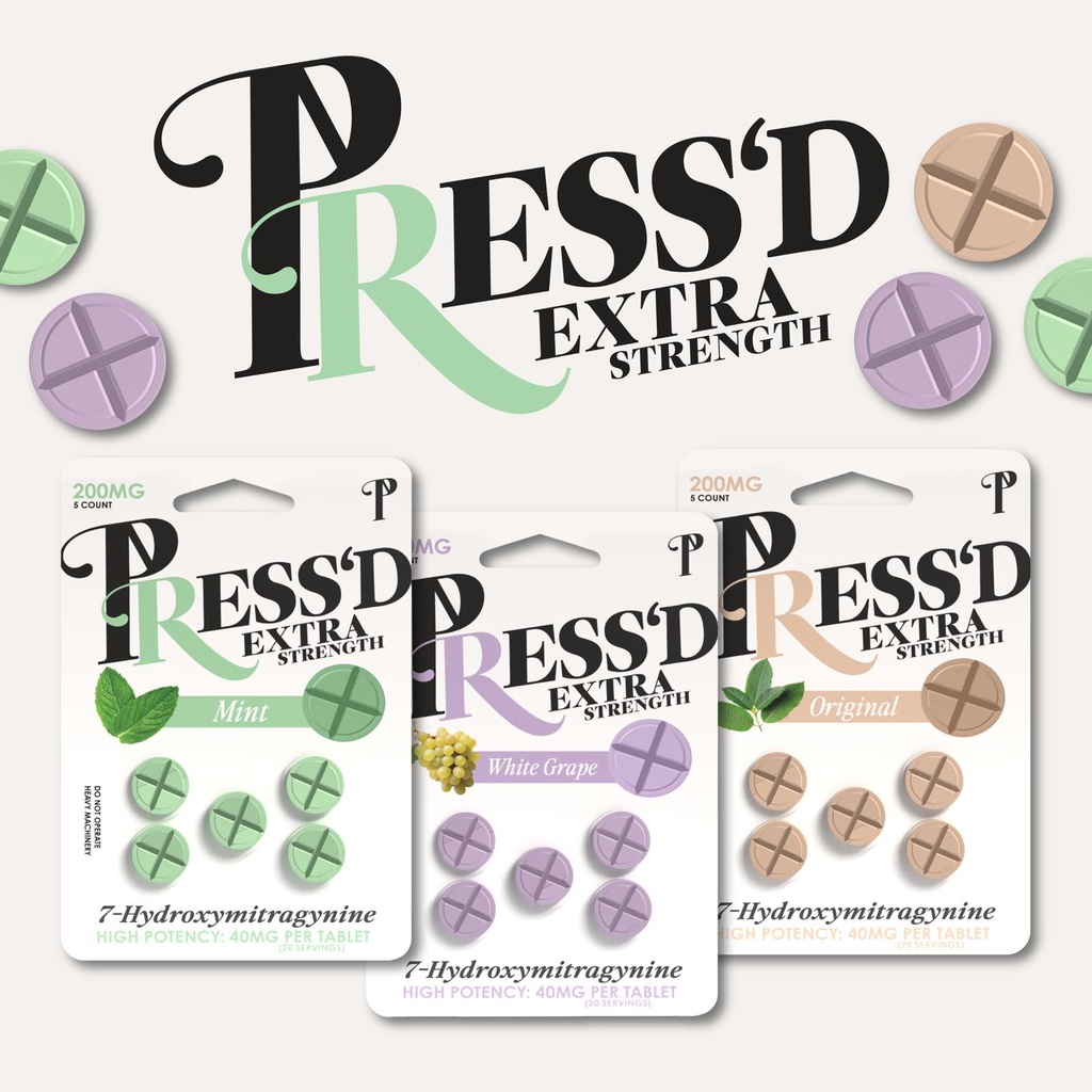 PRESS'D 7-HYDROXY KRATOM TABLETS 5ct 40mg - 1pk (copy) (MINT)