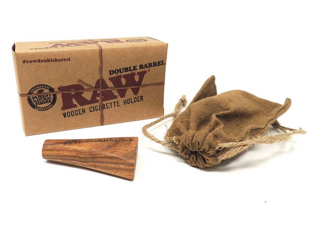 Raw Double Barrel Wooden Cigarette Holder