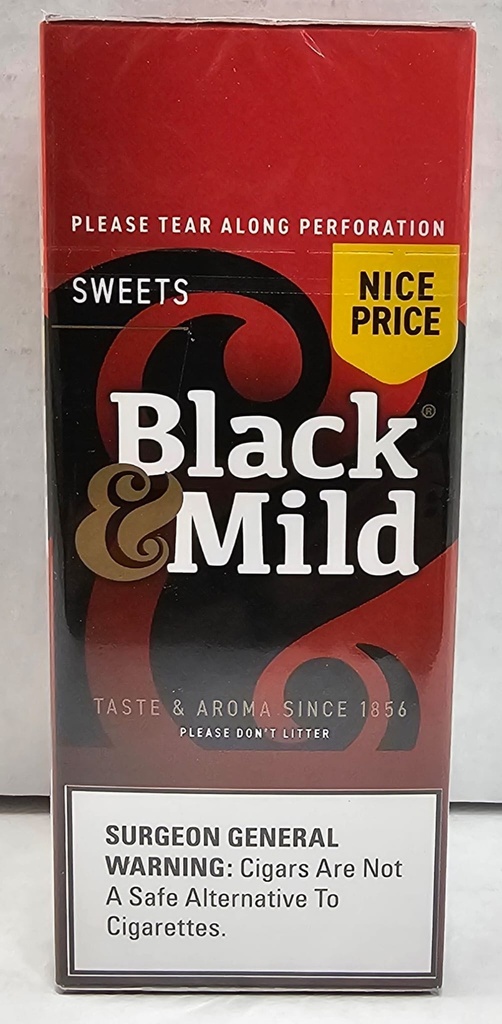 Black & Mild Single Sweet  Plastic Tip  25ct