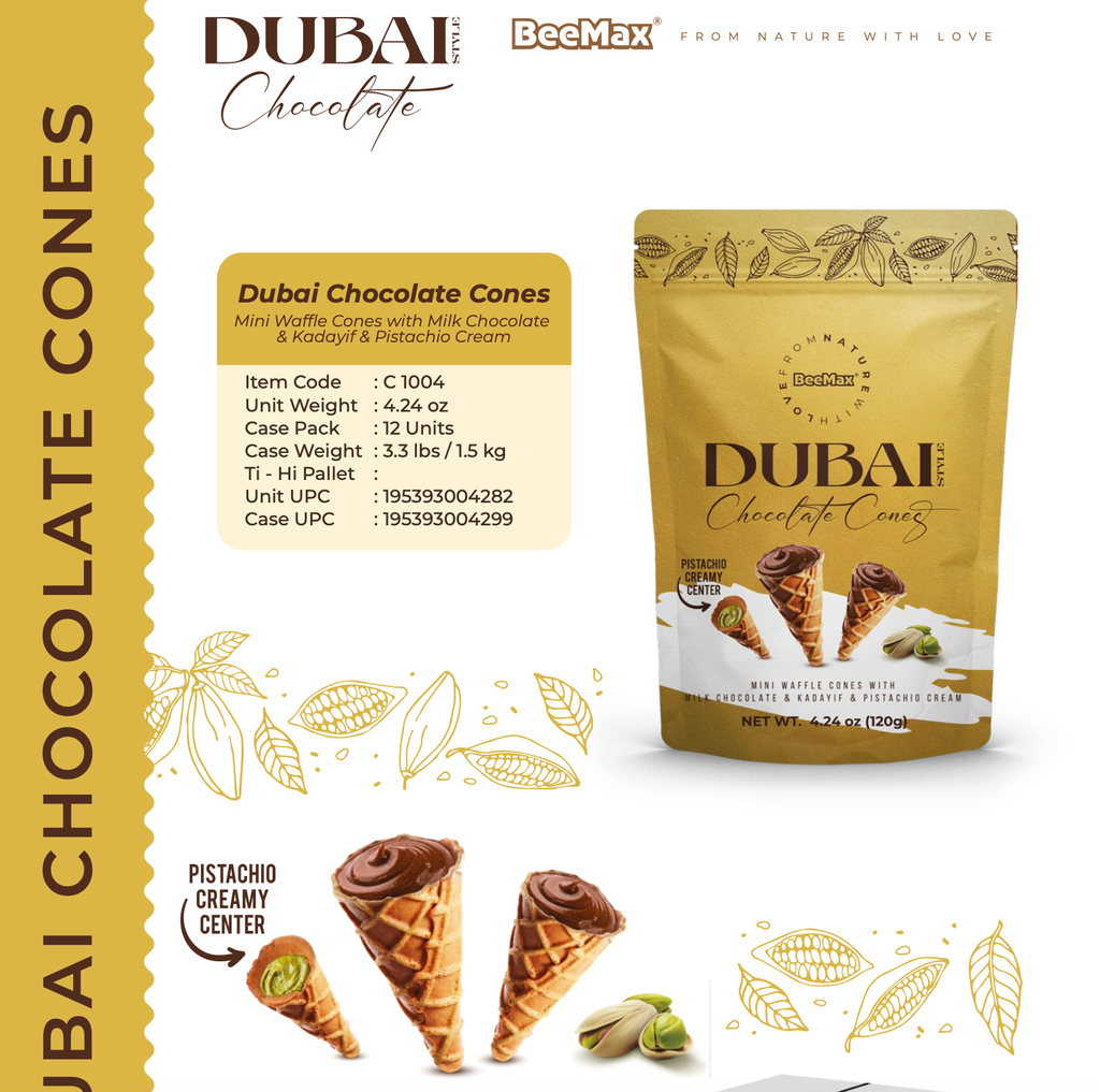 DUBAI STYLE CHOCOLATE CONES 12 PCS /4.24 OZ