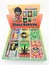 Ashtrays PLAIN - Glass Rectangle Assorted 6ct